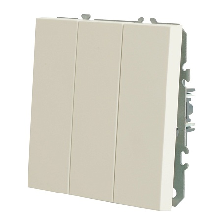 Выключатель 3-клавишный (механизм), STEKKER, 250В, 10А, серия Эмили, RSW10-5108-01, белый фарфор, soft touch - фото