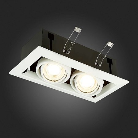 Св-к встр. Черный, Белый GU10 2*50W IP20 L245xW126xH70 220V Без ламп ST250.558.02 - фото