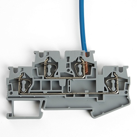 Зажим пружинный, 4-проводной проходной 2 уровня ЗНИ - 2,5 (JXB ST 2,5), серый STEKKER - фото