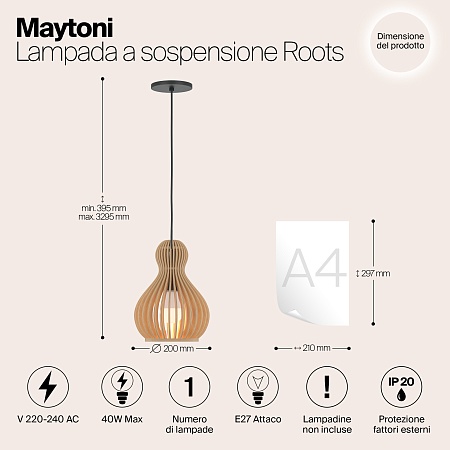 Подвесной светильник Maytoni Roots MOD192PL-01W - фото