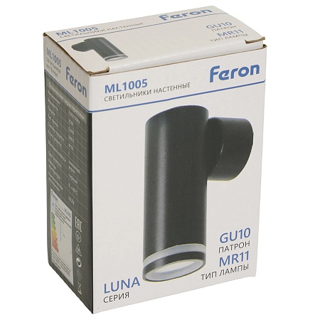Светильник Feron ML1005 LUNA настенный под лампу GU10, черный - фото