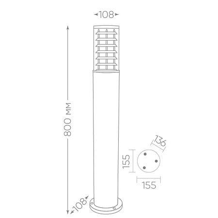 Светильник садово-парковый Feron DH0805, столб,  E27 230V, черный - фото