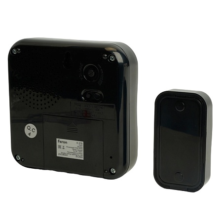 Звонок дверной беспроводной Feron E-378 Электрический 10 мелодий чёрный с питанием от батареек - фото