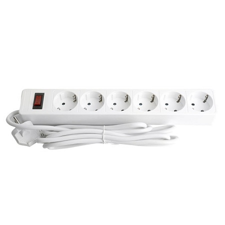 Сетевой фильтр 6-местный с/з STEKKER HM20-61-053x1мм2, 5 м, серия Optima, белый - фото