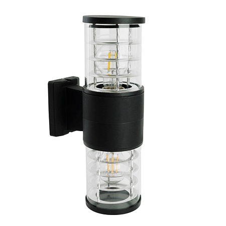 Светильник садово-парковый Feron.ONE DH0802-P, на стену вверх/вниз,  E27 230V, черный пластик - фото