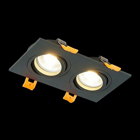 Св-к встр. Черный GU10 2*50W IP20 L170xW92xH27 220V Без ламп ST251.408.02 - фото