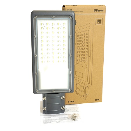 Светодиодный уличный консольный светильник Feron SP3032 50W 6400K 230V, серый - фото