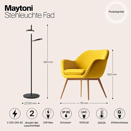 Напольный светильник (торшер) Maytoni Fad MOD070FL-L12B3K - фото