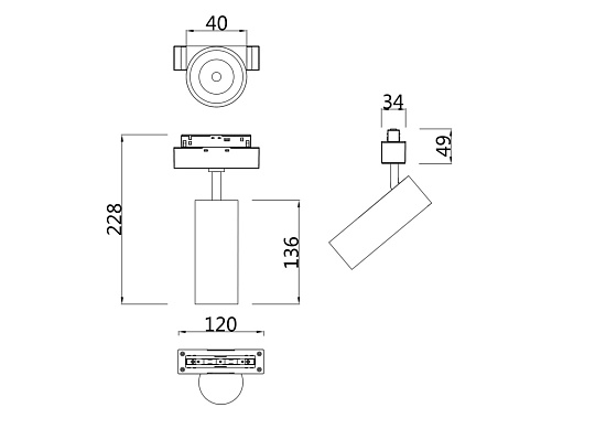 Трековый светильник Technical FOCUS LED TR019-2-7W4K-B - фото