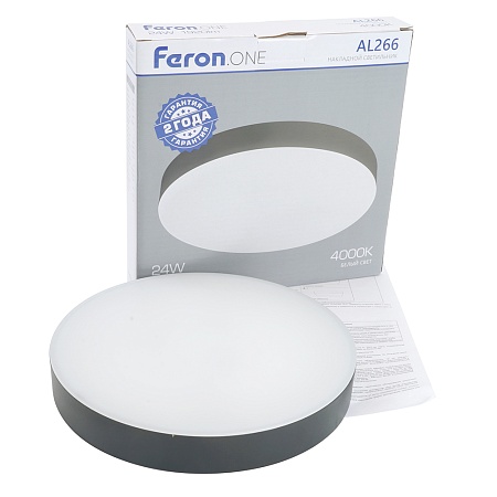 Светодиодный светильник Feron AL266 накладной 24W 4000K черный - фото