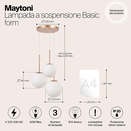 Подвесной светильник Maytoni Basic form MOD321PL-03G1 - фото