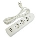 Удлинитель 3-местный c/з 3x1 мм2, 1,8 м, 250В, 10А, 2USB+1Type-C 2,4А, серия Home plus, белый STEKKER HM08-33-02 - фото