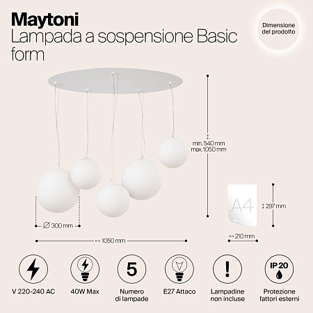 Подвесной светильник Maytoni Basic form MOD321PL-05W1 - фото