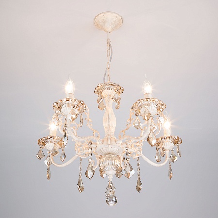 Подвесной светильник Eurosvet 3281/5 белый с золотом / тонированный хрусталь - фото