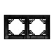 Рамка 2-местная, горизонтальная, STEKKER, PFR00-9012-03, серия Эрна Элегант, черный - фото