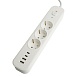 Сетевой фильтр 3-местный с/з STEKKER 3x1мм2, 1,8 м, 250В, 16А, 2 USB-A+2 Type-C, серия Nova, белый - фото