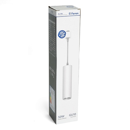 Светильник Feron AL196 трековый однофазный на шинопровод под лампу на подвесе GU10, белый - фото