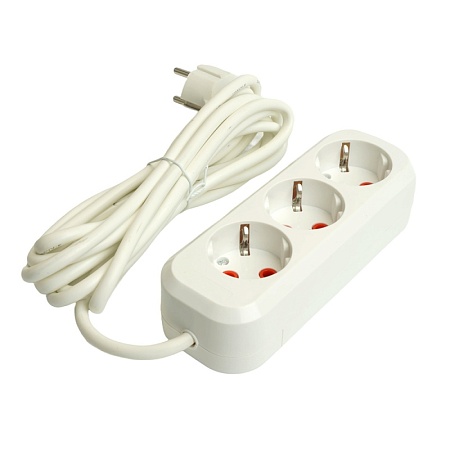 Удлинитель четырехместный с/з  STEKKER HM06-40-03 3x1мм2, 3м, серия Home (У10-429), белый - фото