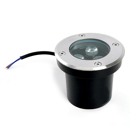 Светодиодный светильник тротуарный (грунтовый) Feron SP2801, 3W, AC/DC12-24V, низковольтный, 3000К, черный, D100*H80mm, вн.диаметр:70m - фото