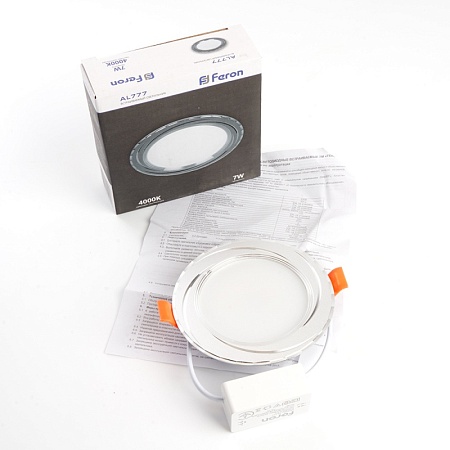 Светодиодный светильник Feron AL777 встраиваемый 7W 4000K серебристый - фото