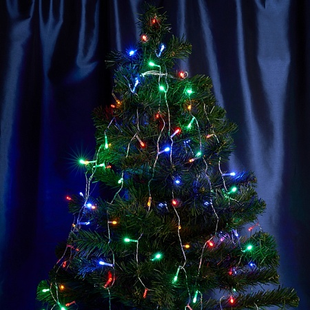 Светодиодная гирлянда Feron CL90  7 веток (2м) + 1.5м 230V мультиколор, c питанием от сети, прозрачный шнур - фото