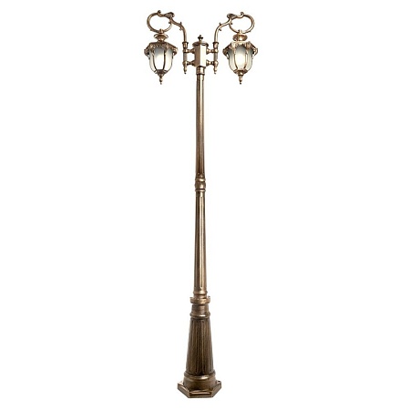 Светильник садово-парковый Feron PL4048 шестигранный,  столб 2*60W 230V E27, черное золото - фото