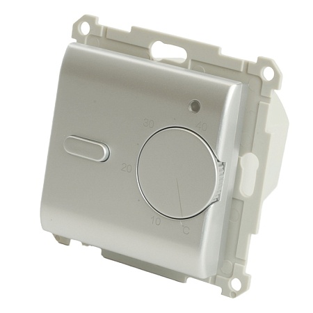 Терморегулятор механический для теплого пола (механизм), STEKKER GLS00-7117-03, 250В, 3500Вт, серия Катрин, серебро - фото