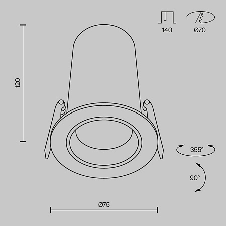 Встраиваемый светильник Technical DL125-L12-3K-B - фото