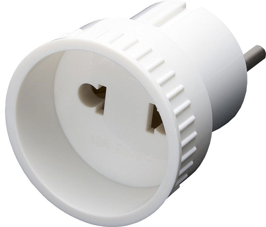 Переходник сетевой б/з STEKKER ADP10-05-20, 250В, 10A, IP20, белый - фото