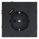 Розетка встраиваемая VOLTUM S70 с заземлением и защитными шторками, 16А, с USB, A+С, (графит)