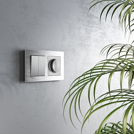 Перекрестный переключатель двухклавишный серебряный W1123008 - фото