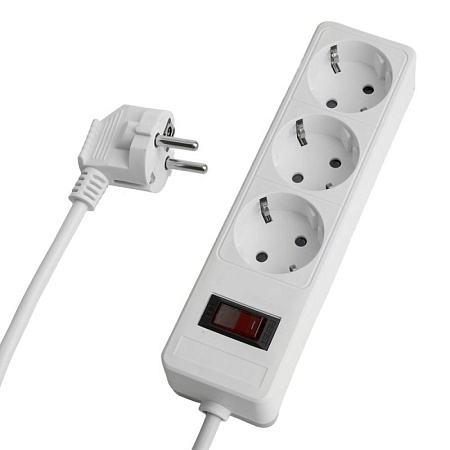 Сетевой фильтр 3-местный с/з STEKKER HM20-31-02 3x1мм2, 1,8 м, серия Optima, белый - фото