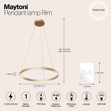Подвесной светильник Maytoni Rim MOD058PL-L32BS4K - фото