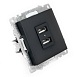 Розетка USB 2-местная (механизм), STEKKER GLS10-7115-05, 250B, 2,1А, серия Катрин, черный - фото
