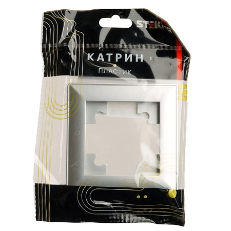 Рамка STEKKER, PFR00-7001-03 1-местная, пластик, серия Катрин, серебро - фото