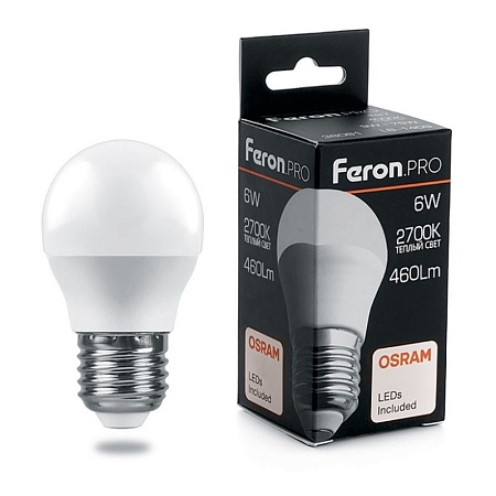 Лампа светодиодная Feron.PRO LB-1406 Шарик E27 6W 175-265V 2700K - фото