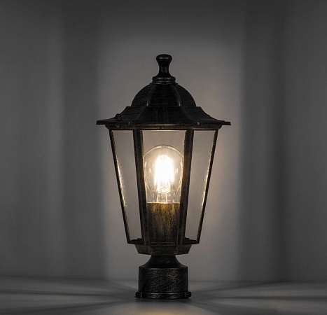 Светильник садово-парковый Feron 6103/PL6103 шестигранный на столб 60W E27 230V, черное золото - фото