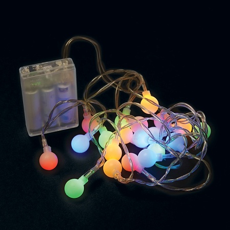 Светодиодная гирлянда Feron CL556 линейная,статичная, мультиколор, 4м + 0.5м с питанием от батареек, прозрачный шнур - фото