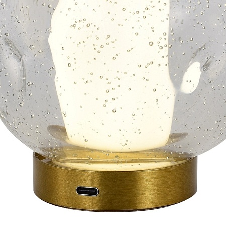SL6520.304.01 Прикроватная лампа ST-Luce латунь/прозрачный с пузырьками воздуха LED 1*5W 4000K HELMI - фото