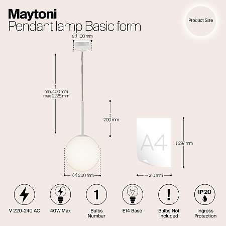 Подвесной светильник Maytoni Basic form MOD321PL-01W1 - фото