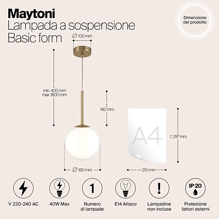 Подвесной светильник Maytoni Basic form MOD321PL-01G2 - фото