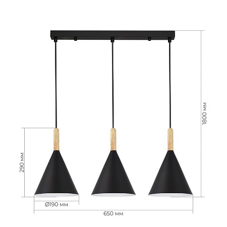 Светильник подвесной Черный/Черный E27 3*40W SLE1255-403-03 - фото