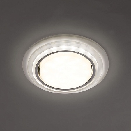 Светильник встраиваемый с белой LED подсветкой Feron CD5023 потолочный GX53 без лампы, матовый - фото