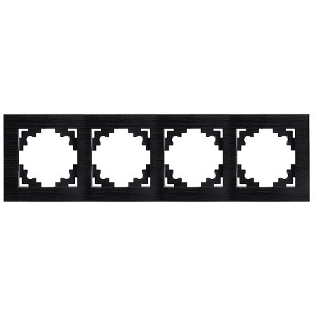 Рамка 4-местная, металл, STEKKER MFR00-7004-05, серия Катрин, черный - фото