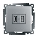 Розетка USB 2-местная (механизм), STEKKER GLS10-7115-03, 250B, 2,1А, серия Катрин, серебро - фото