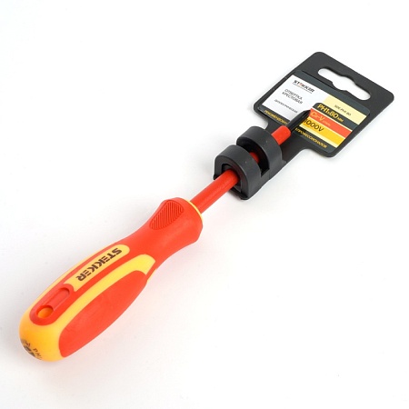 Отвертка крестовая диэлектрическая STEKKER Ph 1 х 80 мм, SDE-PH1-80 - фото