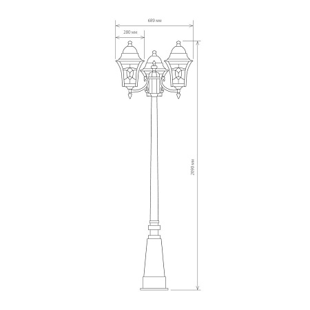 уличный трехрожковый светильник на столбе Altair F/3 черный - фото