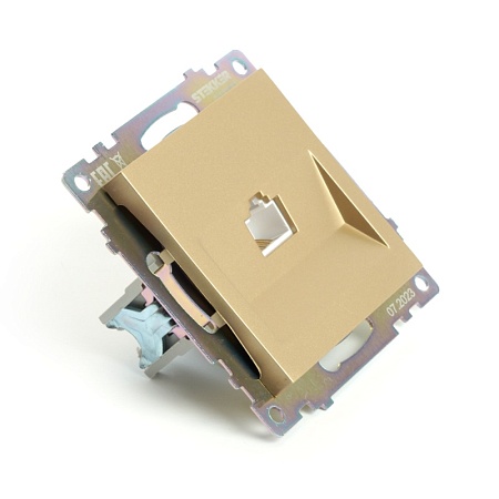 Розетка компьютерная 1-местная RJ-45 (механизм), STEKKER, GLS00-7107-08, серия Катрин, золото - фото