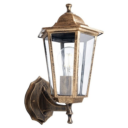 Светильник садово-парковый Feron 6101/PL6101 шестигранный на стену вверх 60W E27 230V, черный - фото