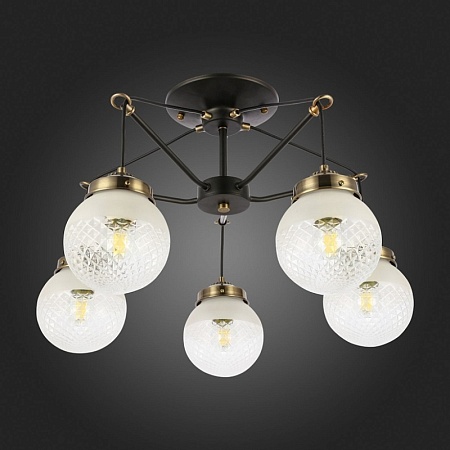 Светильник потолочный Черный, Бронза/Прозрачный, Белый E27 5*60W SLE110302-05 - фото